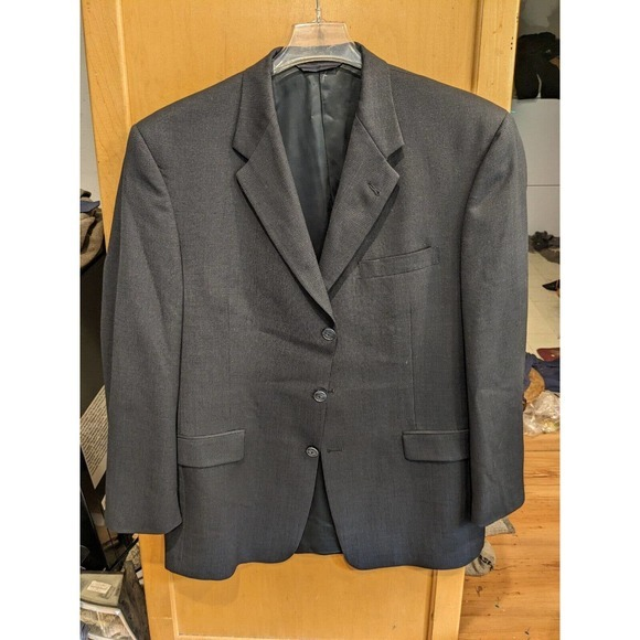 Burberry‎ London Mens Classic Charcoal Wool Sport Coat Blazer Jacket 44R - Picture 1 of 6